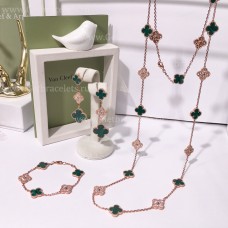 Van Cleef Arpels Alhambra With Diamonds Malachite Set 