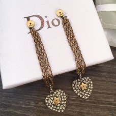 Retro Dior La Petite Tribale Heart Motif Paved Diamonds Link Tassel Female Brass Drop Earrings Price List