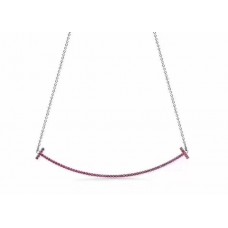 Tiffany T Pink Diamonds Large Smile Face Necklace For White Gold/ Yellow Gold