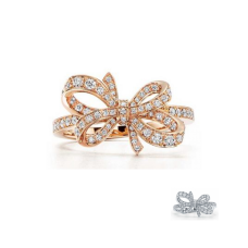 Tiffany Bow Ribbon Ring Sterling Silver Diamonds