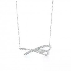 Tiffany Bow Necklace Chic Diamonds Pendant Women Jewelry