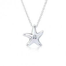 Tiffany Elsa Peretti Starfish Pendant Studded One Crystal Chain Necklace Lady UK
