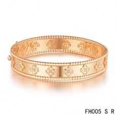 Van Cleef Arpels Perlee Clover Bracelet In Pink Gold With Diamond-Small Model