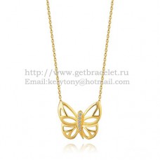 Van Cleef Arpels Butterfly Hollowing Carving Pendant Yellow Gold With Diamond