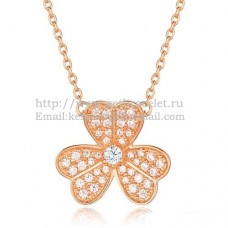 Van Cleef Arpels Frivole Necklace Pink Gold With Pave Diamonds