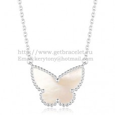 Van Cleef Arpels Lucky Alhambra Butterfly Pendant White Gold With White Mother Of Pearl