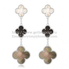 Van Cleef Arpels Magic Alhambra 3 Motifs Earrings White Gold With Stone Combination