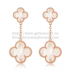 Van Cleef Arpels Magic Alhambra Earrings Pink Gold With White Mother Of Pearl