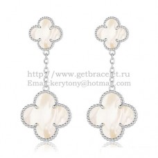 Van Cleef Arpels Magic Alhambra Earrings White Gold With White Mother Of Pearl