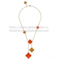 Van Cleef Arpels Magic Alhambra Necklace Pink Gold 6 Motifs With Tigers Eye Onyx Mother Of Pearl