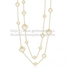Van Cleef Arpels Magic Alhambra Necklace Yellow Gold 16 Motifs With White Mother Of Pearl