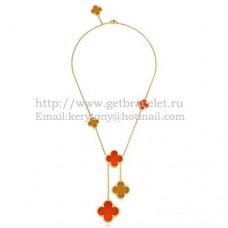 Van Cleef Arpels Magic Alhambra Necklace Yellow Gold 6 Motifs With Tigers Eye Onyx Mother Of Pearl