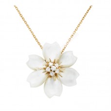 Van Cleef Arpels Rose de Noel Clip Pendant Yellow Gold With Diamond and Mother-of-pearl In Canada