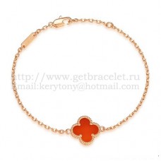 Van Cleef Arpels Sweet Alhambra Bracelet Pink Gold With Carnelian Mother Of Pearl