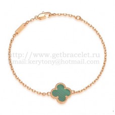 Van Cleef Arpels Sweet Alhambra Bracelet Pink Gold With Malachite Mother Of Pearl