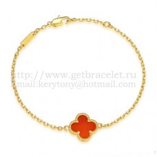 Van Cleef Arpels Sweet Alhambra Bracelet Yellow Gold With Carnelian Mother Of Pearl