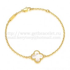 Van Cleef Arpels Sweet Alhambra Bracelet Yellow Gold With White Mother Of Pearl