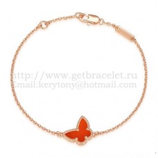 Van Cleef Arpels Sweet Alhambra Butterfly Bracelet Pink Gold With Carnelian Mother Of Pearl