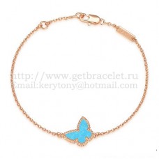 Van Cleef Arpels Sweet Alhambra Butterfly Bracelet Pink Gold With Turquoise Mother Of Pearl