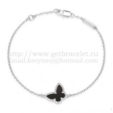 Van Cleef Arpels Sweet Alhambra Butterfly Bracelet White Gold With Black Agate Mother Of Pearl
