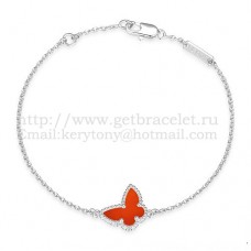 Van Cleef Arpels Sweet Alhambra Butterfly Bracelet White Gold With Carnelian Mother Of Pearl