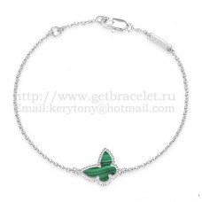 Van Cleef Arpels Sweet Alhambra Butterfly Bracelet White Gold With Malachite Mother Of Pearl