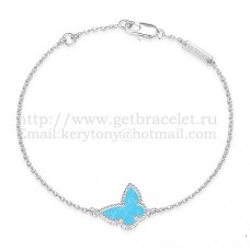 Van Cleef Arpels Sweet Alhambra Butterfly Bracelet White Gold With Turquoise Mother Of Pearl