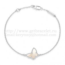 Van Cleef Arpels Sweet Alhambra Butterfly Bracelet White Gold With White Mother Of Pearl