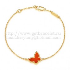 Van Cleef Arpels Sweet Alhambra Butterfly Bracelet Yellow Gold With Carnelian Mother Of Pearl