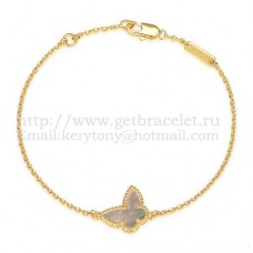 Van Cleef Arpels Sweet Alhambra Butterfly Bracelet Yellow Gold With Gray Mother Of Pearl