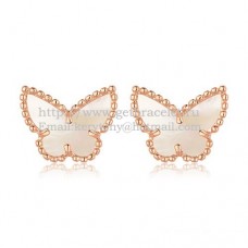Van Cleef Arpels Sweet Alhambra Butterfly Earrings Pink Gold With White Mother Of Pearl