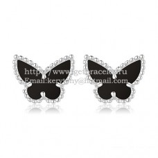 Van Cleef Arpels Sweet Alhambra Butterfly Earrings White Gold With Black Onyx Mother Of Pearl