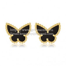 Van Cleef Arpels Sweet Alhambra Butterfly Earrings Yellow Gold With Black Onyx Mother Of Pearl