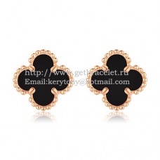 Van Cleef Arpels Sweet Alhambra Earrings Pink Gold With Black Onyx Mother Of Pearl