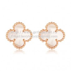 Van Cleef Arpels Sweet Alhambra Earrings Pink Gold With White Mother Of Pearl
