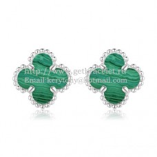 Van Cleef Arpels Sweet Alhambra Earrings White Gold With Malachite Mother Of Pearl