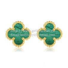 Van Cleef Arpels Sweet Alhambra Earrings Yellow Gold With Malachite Mother Of Pearl