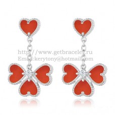Van Cleef Arpels Sweet Alhambra Effeuillage Earrings White Gold With Carnelian Mother Of Pearl