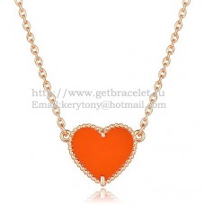 Van Cleef Arpels Sweet Alhambra Heart Pendant Pink Gold With Red Onyx Mother Of Pearl