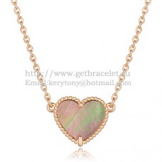 Van Cleef Arpels Sweet Alhambra Heart Pendant Pink Gold With Gray Mother Of Pearl