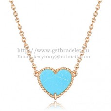 Van Cleef Arpels Sweet Alhambra Heart Pendant Pink Gold With Turquoise Mother Of Pearl