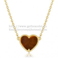 Van Cleef Arpels Sweet Alhambra Heart Pendant Yellow Gold With Tigers Eye Mother Of Pearl