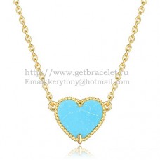 Van Cleef Arpels Sweet Alhambra Heart Pendant Yellow Gold With Turquoise Mother Of Pearl