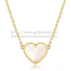 Van Cleef Arpels Sweet Alhambra Heart Pendant Yellow Gold With White Mother Of Pearl