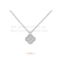 Van Cleef Arpels Sweet Alhambra Pendant White Gold With Pave Diamonds