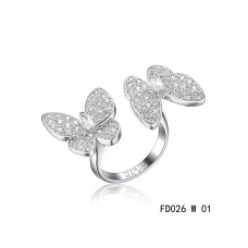 Van Cleef Arpels Two Butterfly Between The Finger Ring White Gold Diamonds