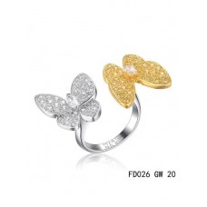 Van Cleef Arpels Two Butterfly Between The Finger Ring Yellow Gold Round Yellow Sapphires