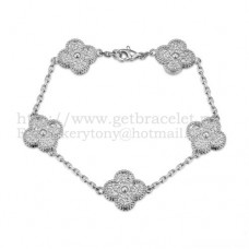 Van Cleef Arpels Alhambra Bracelet 5 Motifs White Gold