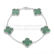 Van Cleef Arpels Alhambra Bracelet 5 Motifs White Gold With Malachite Mother Of Pearl