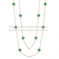 Van Cleef Arpels Alhambra Necklace Pink Gold 10 Motifs With Malachite Mother Of Pearl